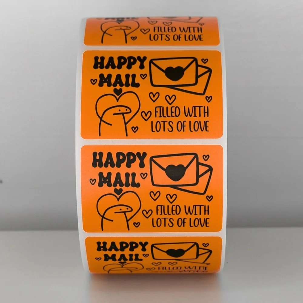 Happy Mail Stickers Filled With Love | Mint Cute Packaging Labels Heart